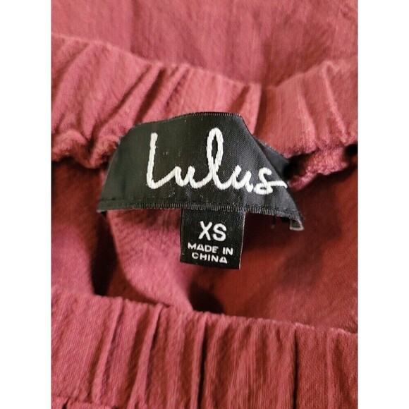 2 for $20 Lulus Georgiana Washed Burgundy Off-the-Shoulder Romper Size XS - Picture 9 of 9